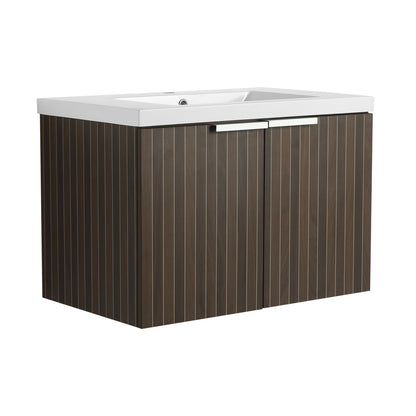 30-Inch Wall-Mounted Modern Bathroom Vanity with Eco-Friendly Resin Sink and Soft-Close Doors