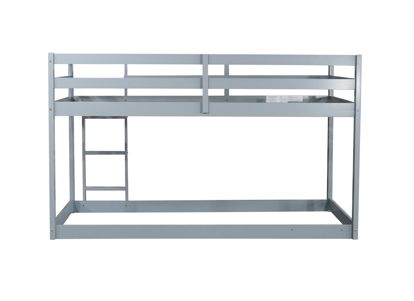 Durable Grey Twin over Twin Loft Bed with Ladder and Sturdy Slat Support