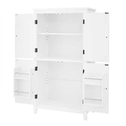 Stylish Freestanding Bathroom Storage Cabinet with 4 Adjustable Shelves, White MDF Unit