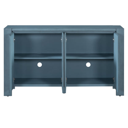 TREXM Retro 4-door Sideboard with Distressed Finish and Adjustable Shelves for Dining Room, Kitchen, and Living Room (Navy)