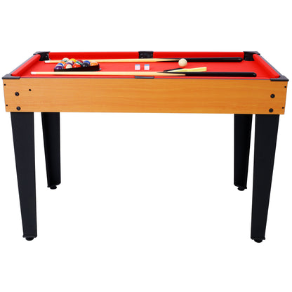 5-in-1 Game Table: Billiards, Ping Pong, Foosball, Basketball, Push Hockey; 43x24x32 in MDF+Steel Brown/Red