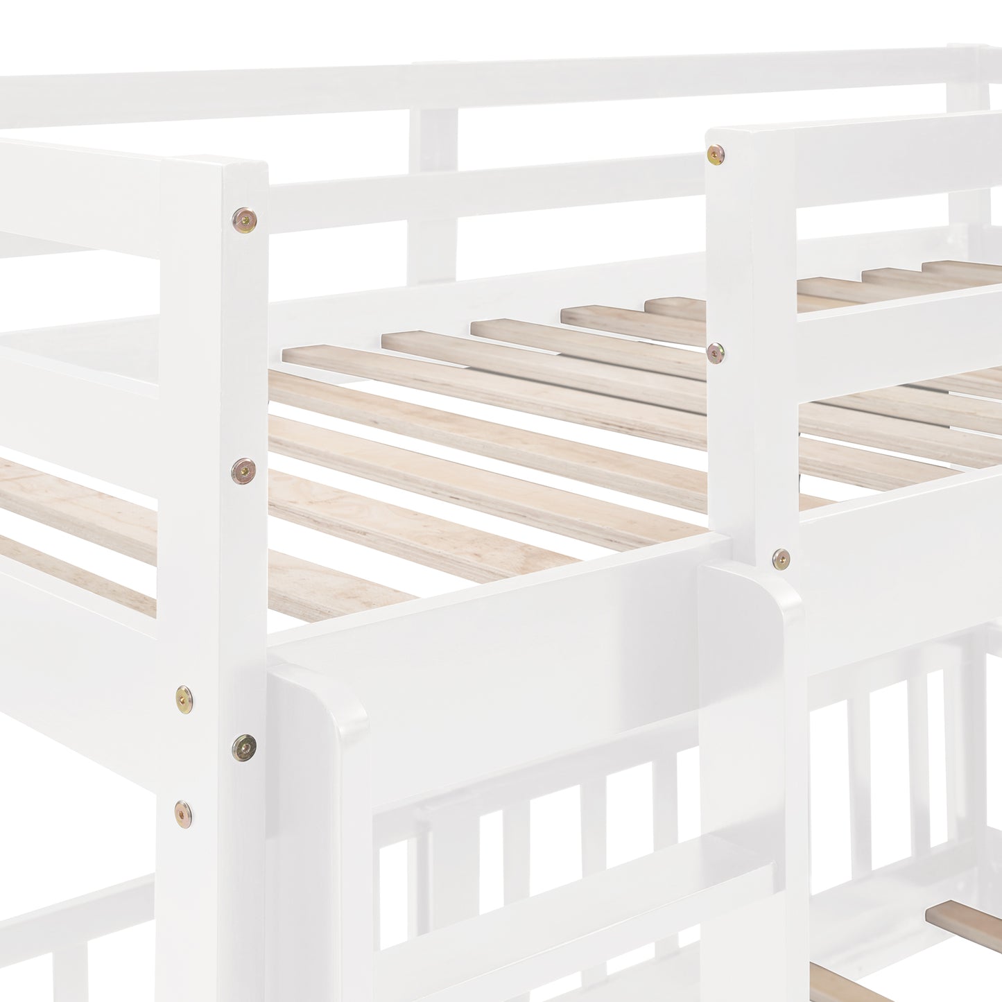 Stylish Twin Over Twin Bunk Bed with Fun Slide and Versatile Ladder in White