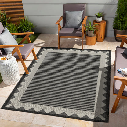 Indoor/Outdoor Area Rug, 7 ft 3 in x 2 ft 7 in, Polypropylene, Durable, Patio or Living Room, Anthracite