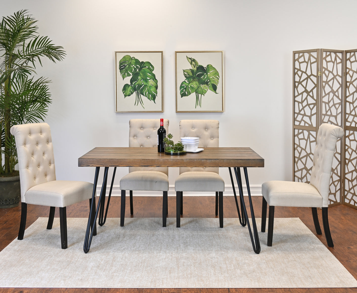 Mid Century Hairpin Dining Set 4 Chairs Five Color Options
