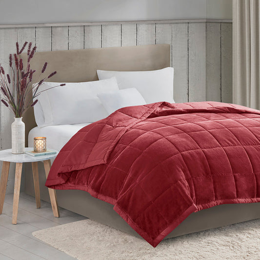 Reversible Down-Alternative Blanket with HeiQ Smart Temp Regulation, Twin XL to King, Burgundy