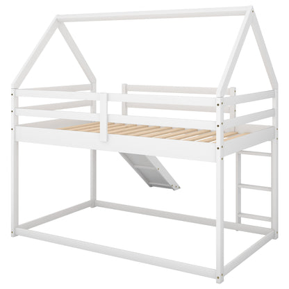 Kids' Enchanted Twin Bunk Bed with Slide & Ladder in White