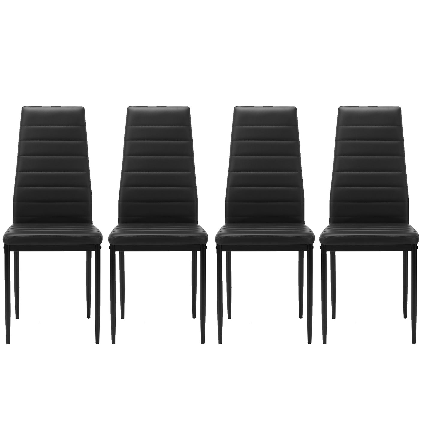 4-Person Dining Chair Set with PU Leather Upholstery, 16.5 x 16 x 38.6 in, 280 lb Capacity Black