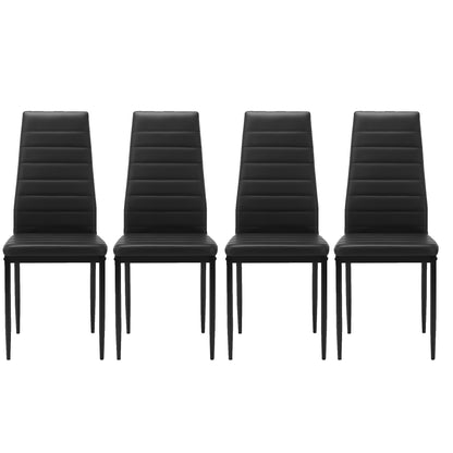 4-Person Dining Chair Set with PU Leather Upholstery, 16.5 x 16 x 38.6 in, 280 lb Capacity Black