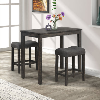 Counter Height Wood Dining Set, 3-Piece, Modern Style, MDF Construction for Kitchen or Dining Area Gray