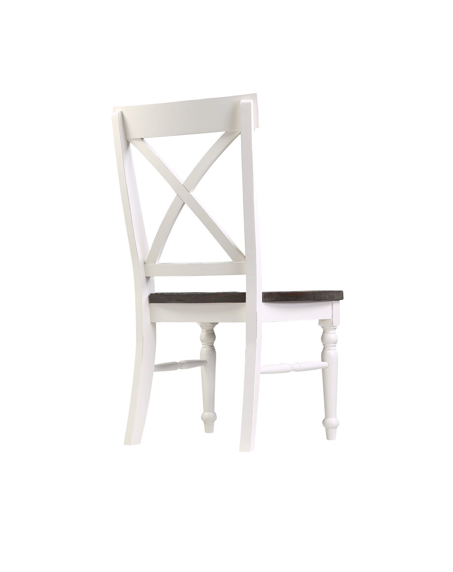 Solid Wood Dining Chairs, Country Style, 2-Pack, 20W x 24D x 40H, Easy Assembly, Brown and White