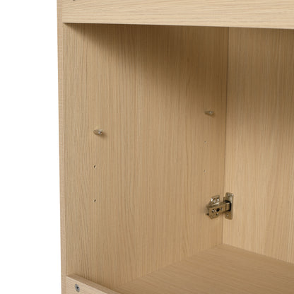 Modern 36" Freestanding Oak Bathroom Vanity with Soft-Close Doors & Integrated White Resin Sink