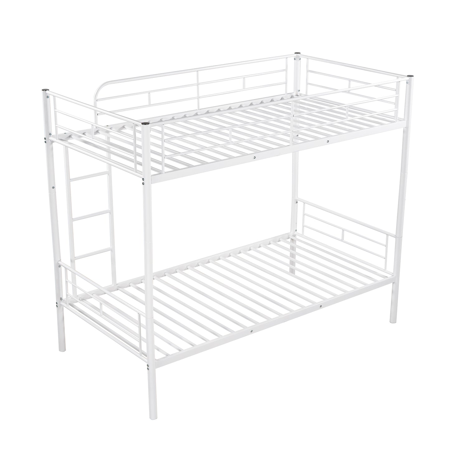 Stylish White Twin Over Twin Metal Bunk Bed for Space-Saving Solutions
