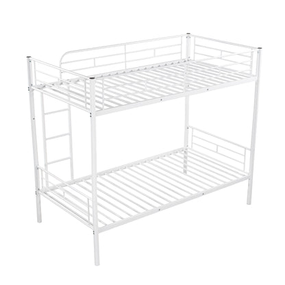 Stylish White Twin Over Twin Metal Bunk Bed for Space-Saving Solutions