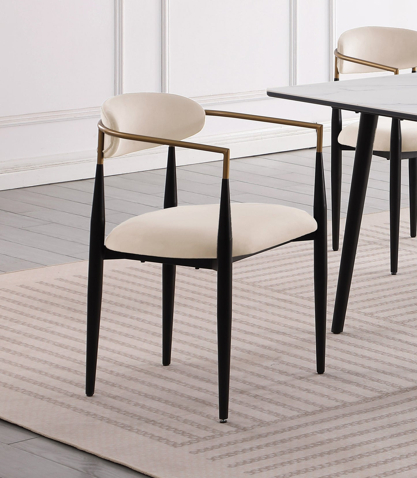 Set of 2 Dining Room Side Chairs Fabric Upholstered, Ultra-Modern Contemporary, 23.75 x 21 x 30 in, Taupe