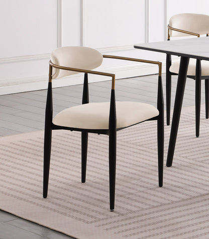 Set of 2 Dining Room Side Chairs Fabric Upholstered, Ultra-Modern Contemporary, 23.75 x 21 x 30 in, Taupe