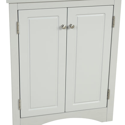 Grey Triangle Bathroom Storage Cabinet with Adjustable Shelves, Freestanding Floor Cabinet for Home Kitchen