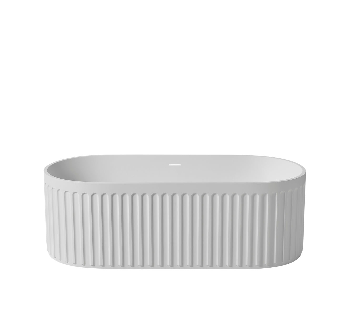 67-Inch Luxury Solid Surface Freestanding Bathtub in Matte White with Overflow and Pop-Up Drain, Engineered Stone Resin