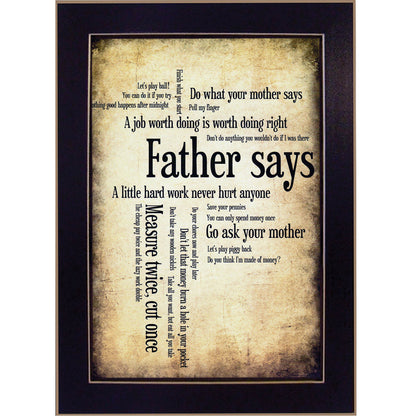 Printed Wall Art Poster 'Father Says' Quote, Ready-To-Hang Framed Artwork, MDF 14 x 10 in, Multicolor