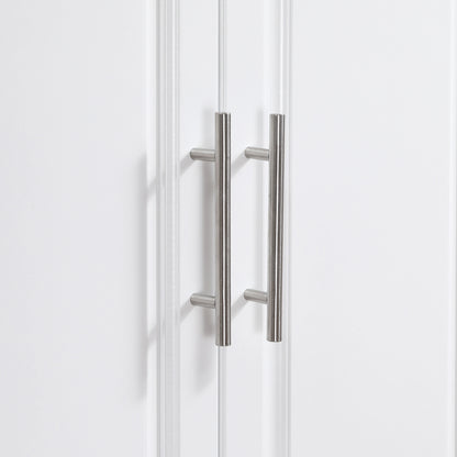 Portable Rolling Kitchen Cart with Stainless Steel Top, Storage Drawers, Spice & Knife Racks, White Finish