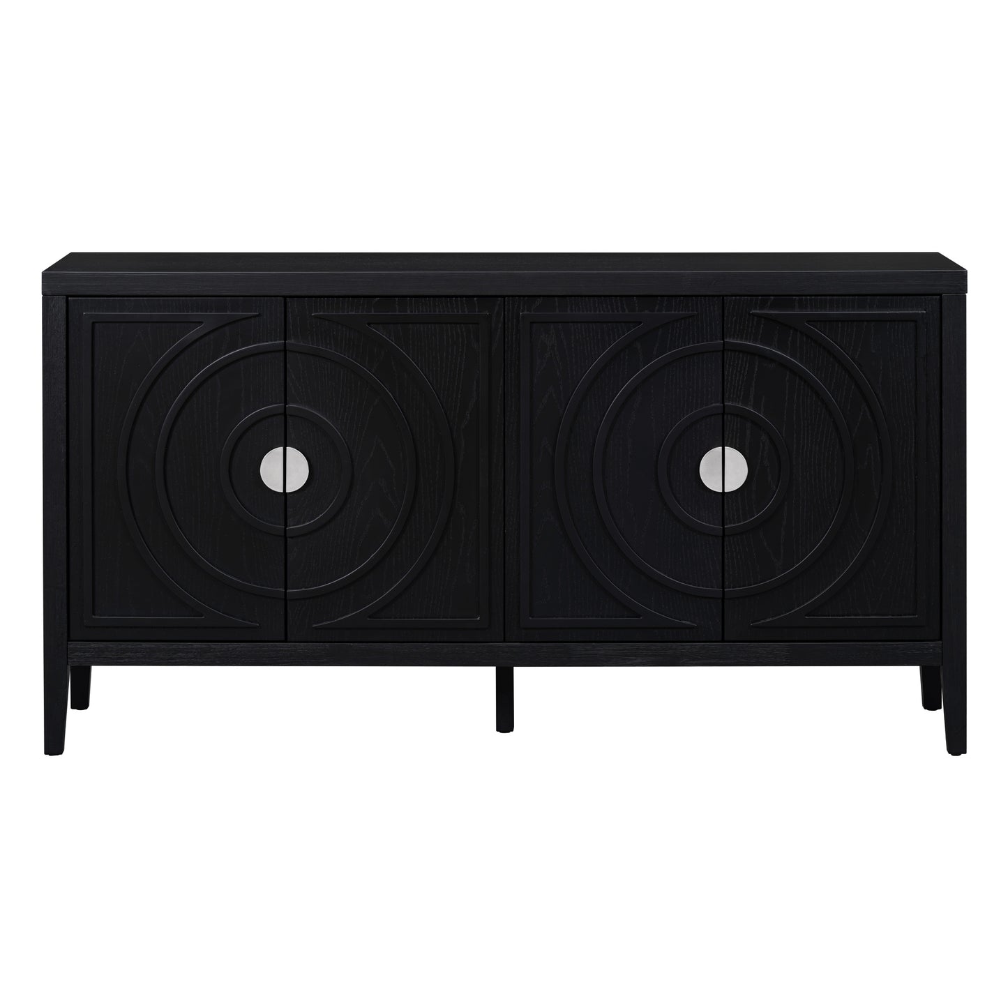 TREXM Retro Sideboard door with Circular Groove Design Round Metal Door Handle for Entrance, Dinning Room, Living Room (Black)