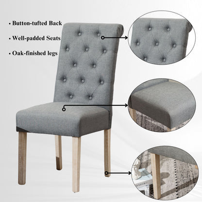 Round Dining Table With Tufted Chairs 5 Piece Set Gray