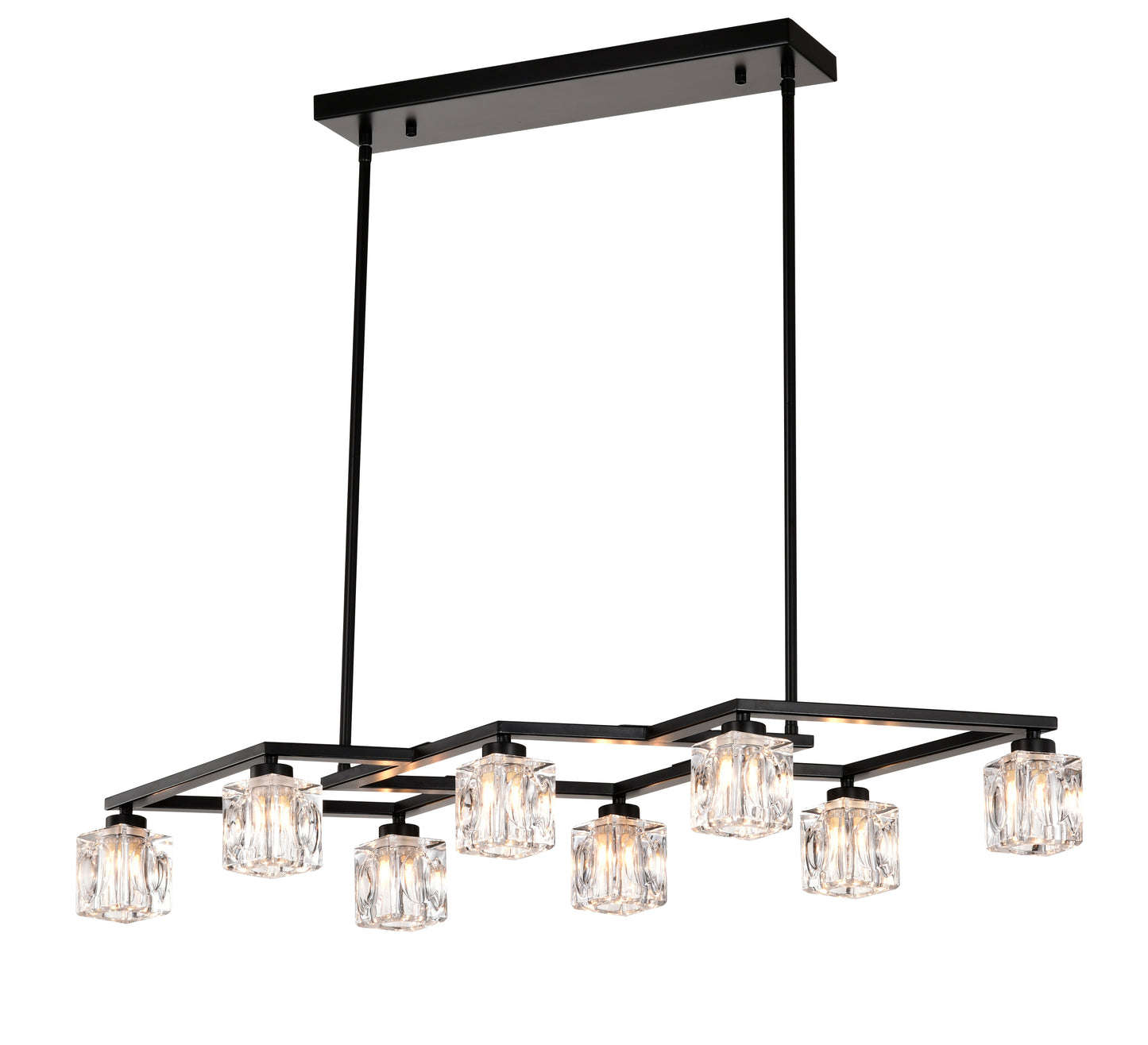8-Light Metal Chandelier for Dining Room & Kitchen Island, Ceiling Pendant G9 Bulbs Included Matte Black