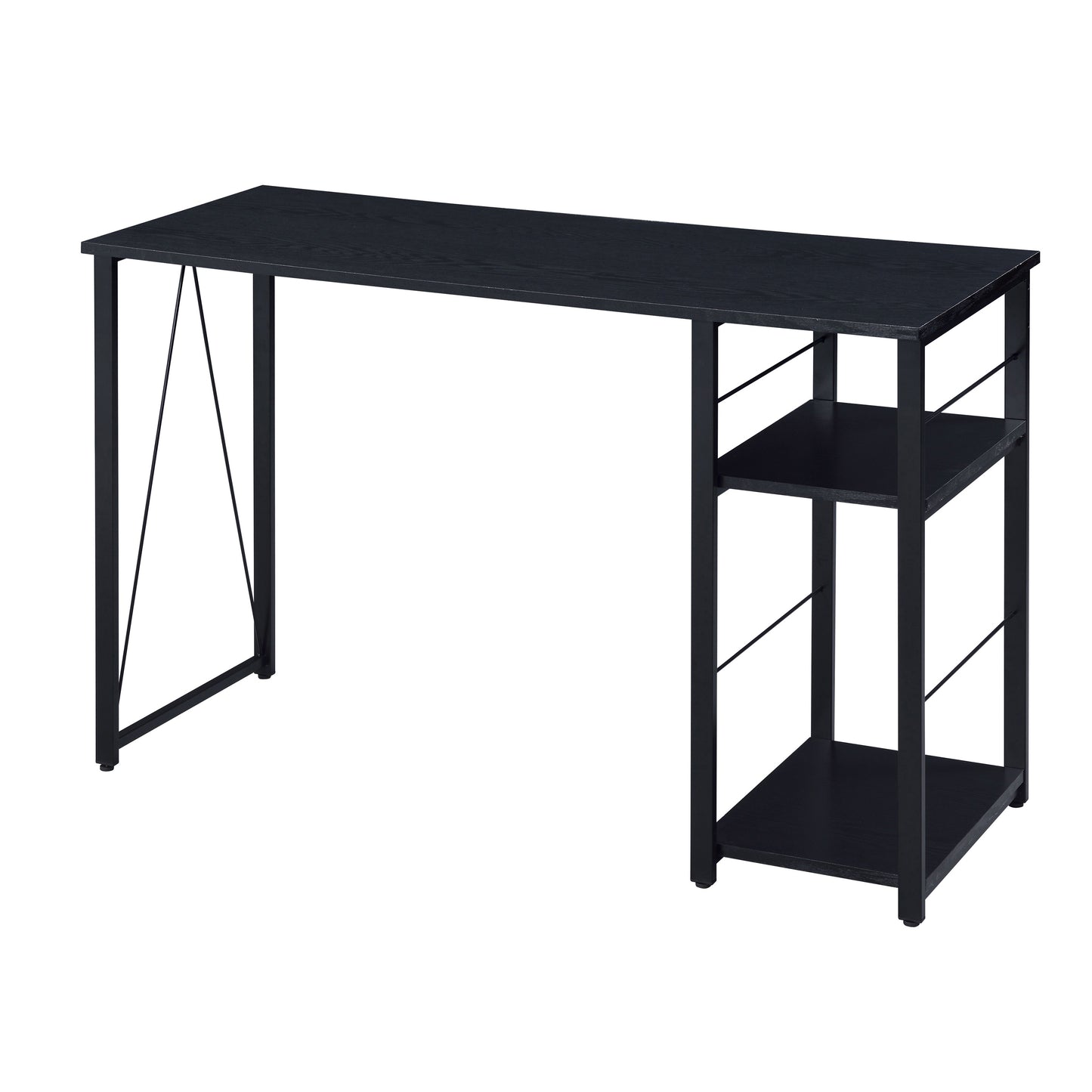 Modern Black Industrial 2-Shelf Writing Desk