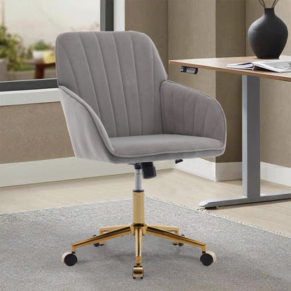 Elegant Ergonomic Swivel Office Chair with Golden Base and Memory Foam Cushion for Ultimate Comfort