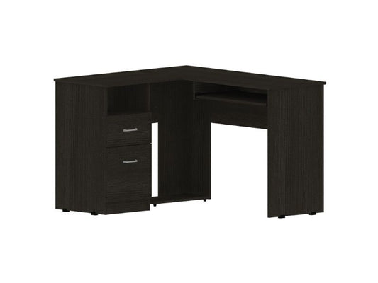 Colombian Black L-Shaped Office Desk with Drawers and CPU Storage