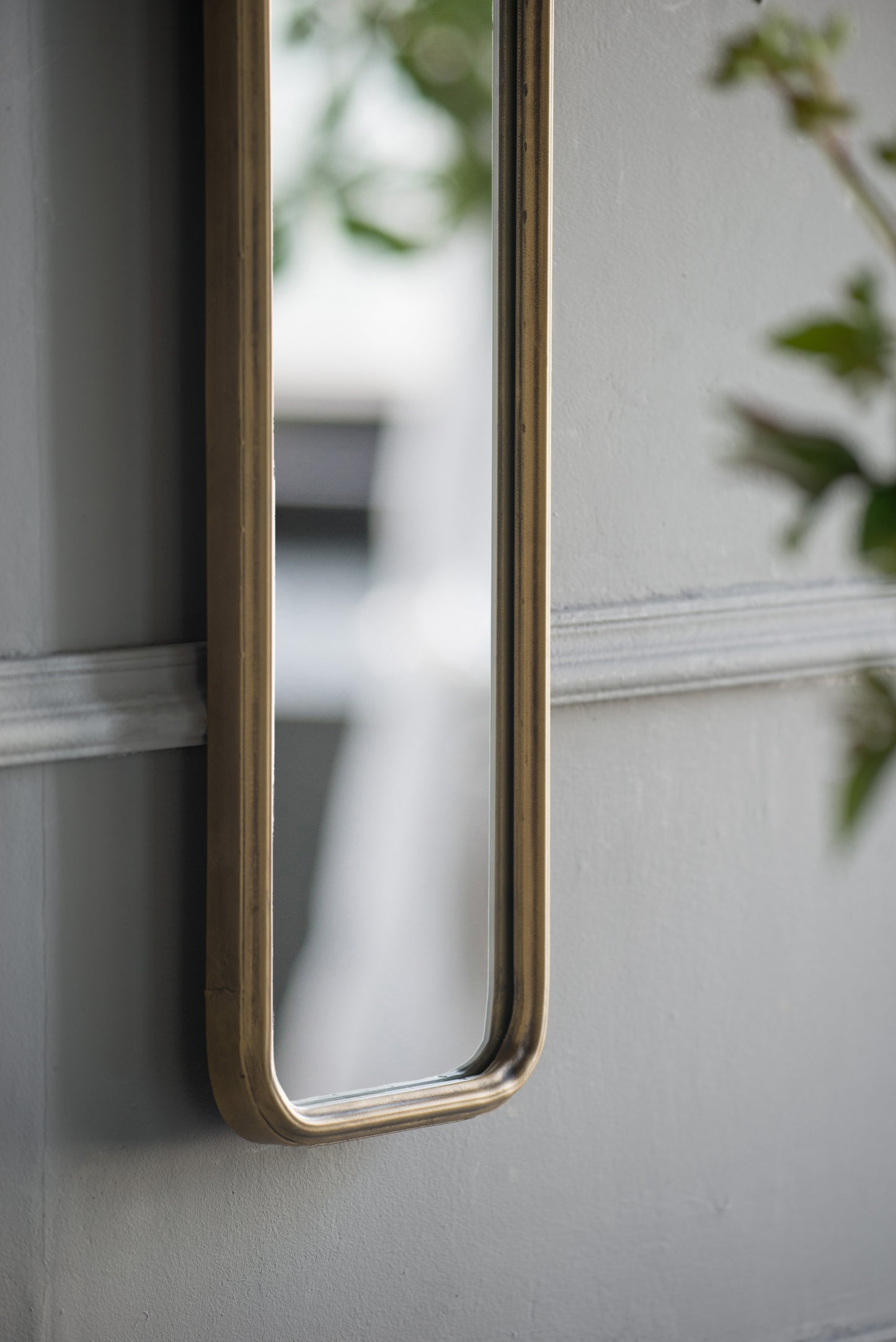 Elegant 47" x 8" Antique Gold Framed Full-Length Mirror - Perfect for Hallways, Living Rooms, and Bedrooms