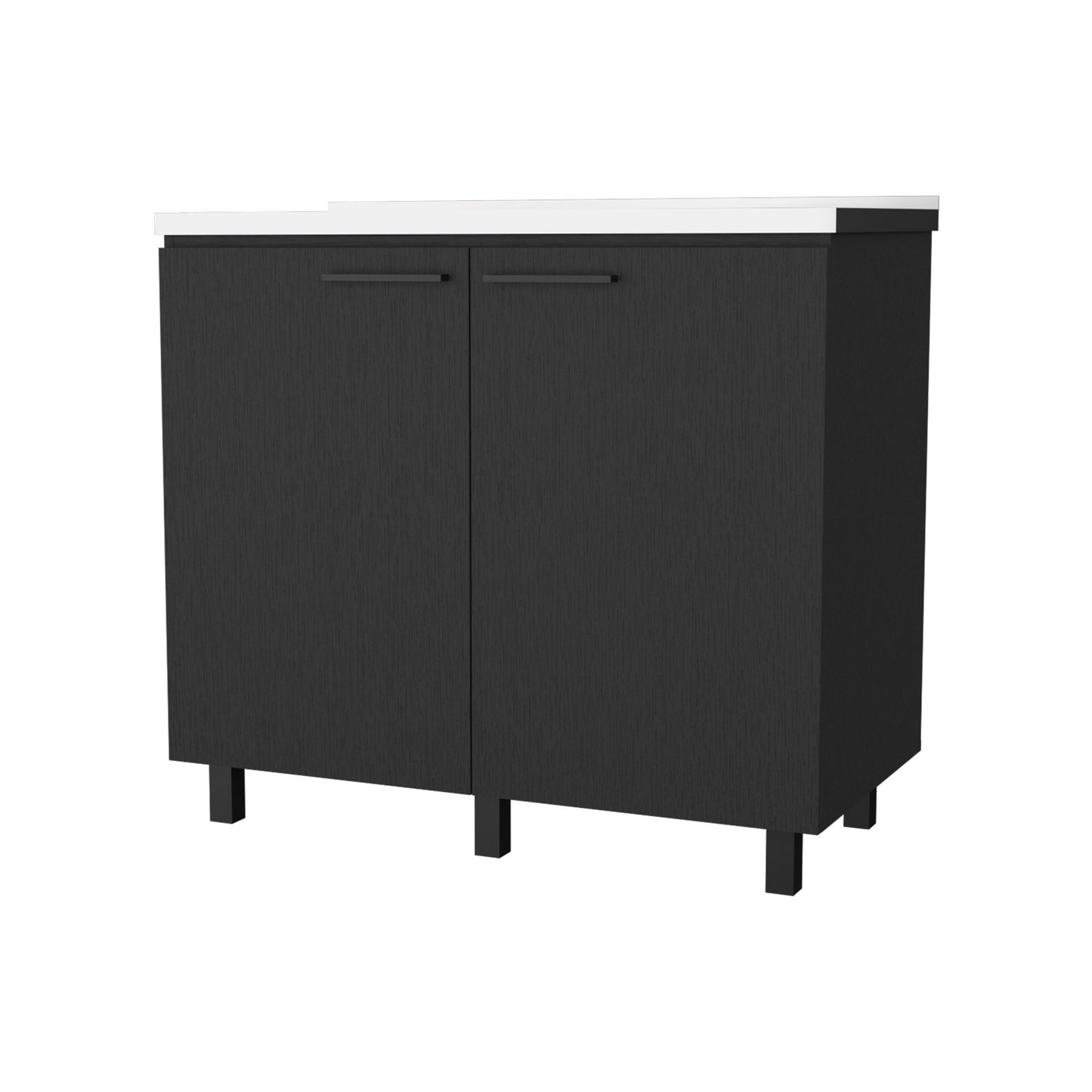 Modern Black Wall Cabinet and Utility Sink Combo for Kitchen