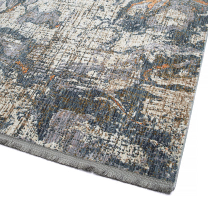 Modern Abstract Throw Rug, 1'10" x 2'6", Polyester, Stain-Resistant, Flat-Weave, Living Room Grey Multi