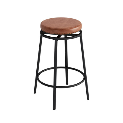 3-Drawer Long Dining Table Set with Power Outlets, Bar Kitchen Table Set with Circular PU Stools, Easy Assemble,Brown