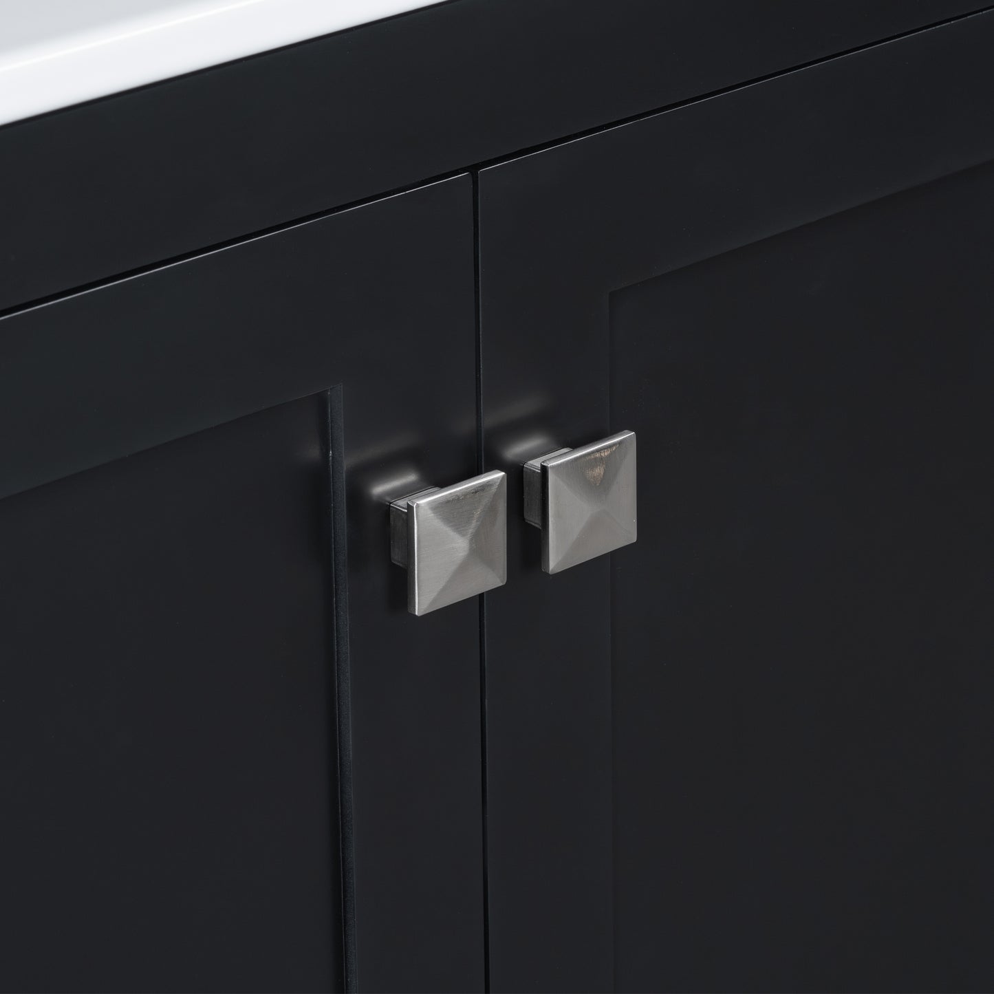 30-Inch Modern Black Bathroom Vanity with Single Sink and Soft-Close Doors, Stylish Storage Cabinet with Undermount Ceramic Basin, Durable Solid Wood Frame