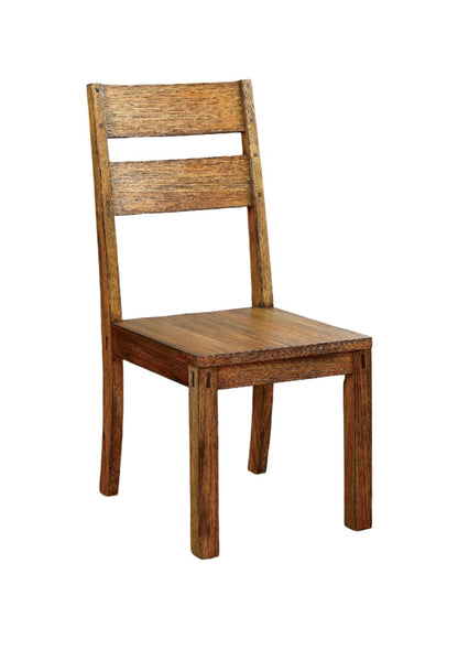 Solid Wood Dining Chairs, Panel Back, Rustic Style, Set of 2 for Kitchen, Wood Seat, Dark Oak