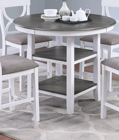Counter Height Dining Set Storage Padded Chairs 5 Pc White