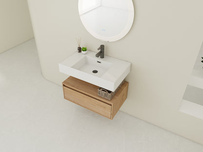 Modern 30-Inch Wall-Mounted Bathroom Vanity with Soft-Close Drawer and Elegant Resin Sink