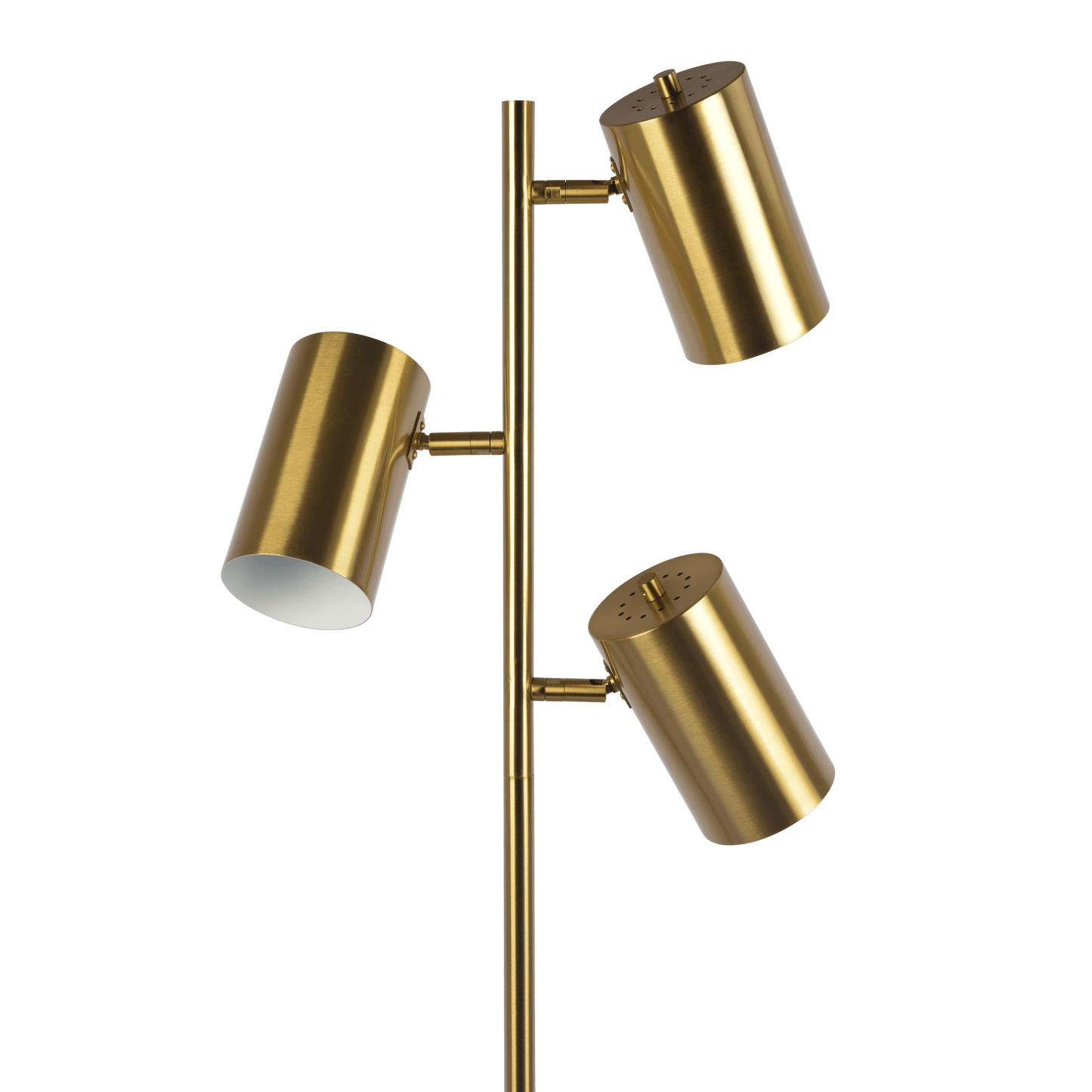 Triple-Spot Floor Lamp with Rotary Switch and Metal Block Base, 63-Inch Tall, Gold