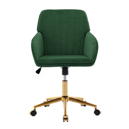 Luxurious Ergonomic Velvet Swivel Office Chair with Golden Base for Home and Bedroom