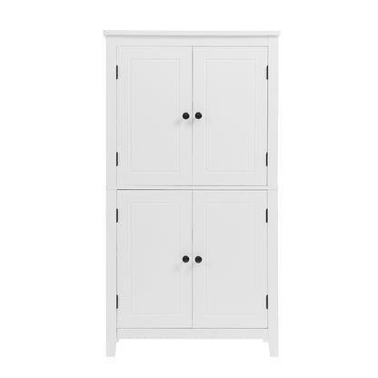 Stylish Freestanding Bathroom Storage Cabinet with 4 Adjustable Shelves, White MDF Unit