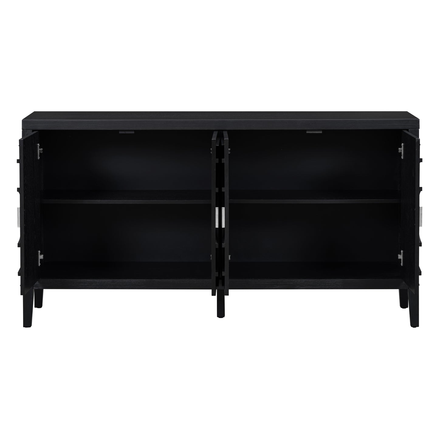 TREXM Retro Sideboard door with Circular Groove Design Round Metal Door Handle for Entrance, Dinning Room, Living Room (Black)