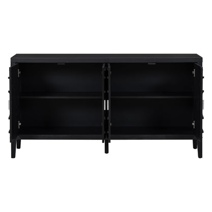 TREXM Retro Sideboard door with Circular Groove Design Round Metal Door Handle for Entrance, Dinning Room, Living Room (Black)