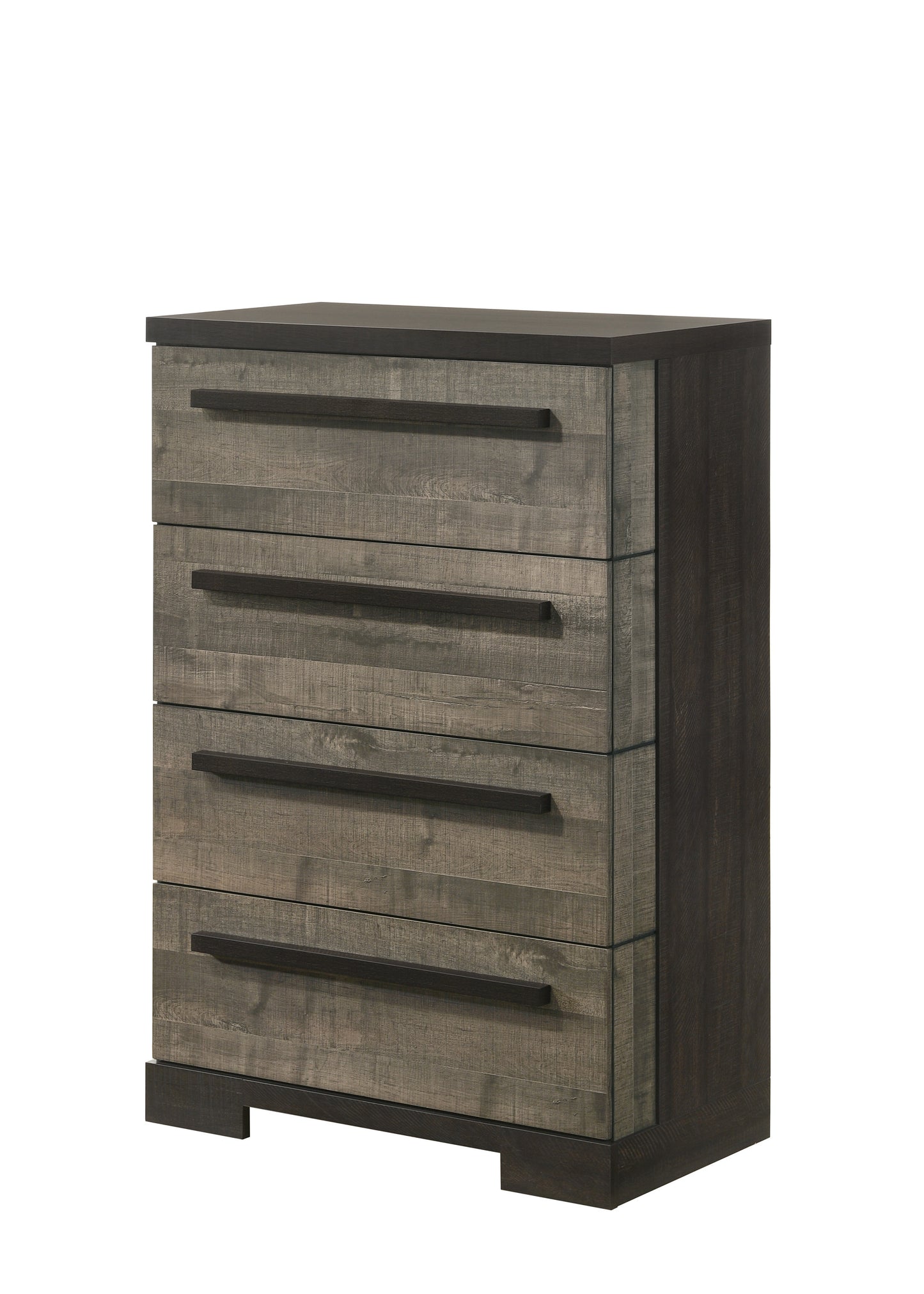 Modern 4-Drawer Chest in Brown Gray - Stylish Wooden Storage Solution for Bedrooms