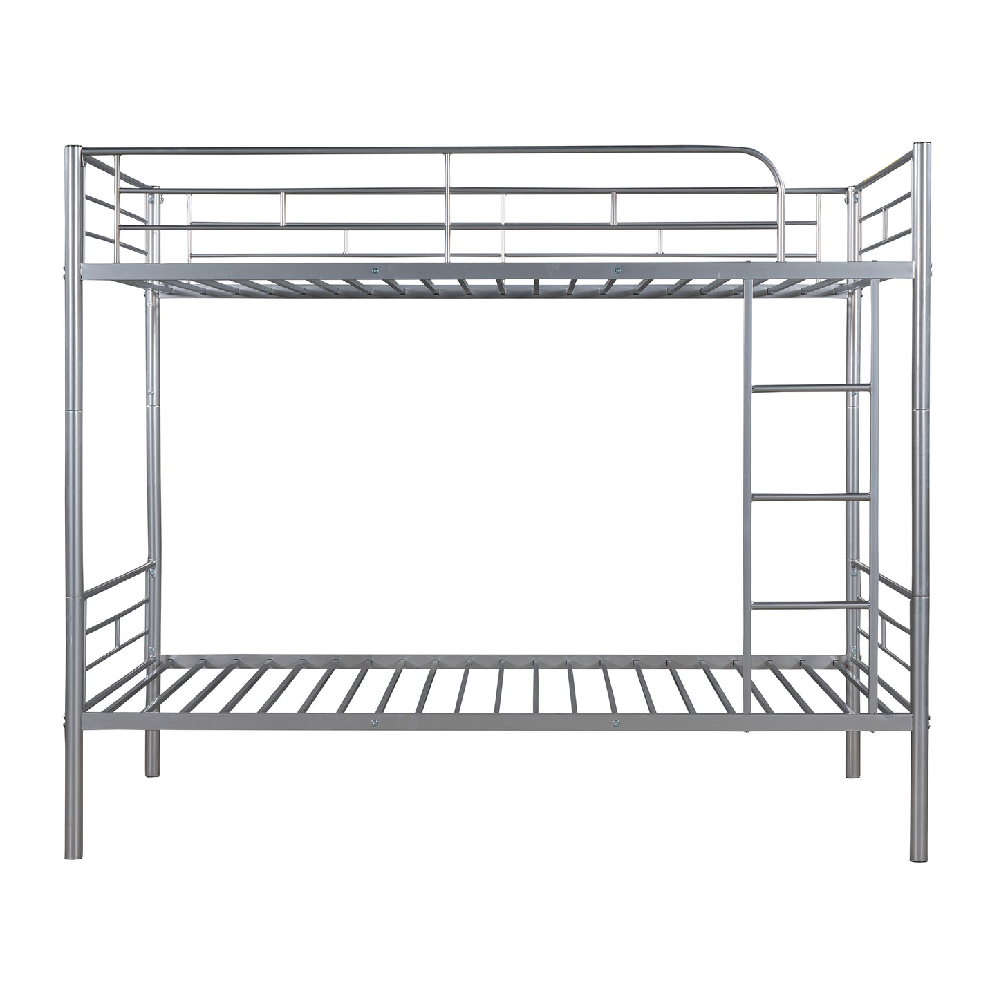 Contemporary Silver Twin Over Twin Metal Bunk Bed