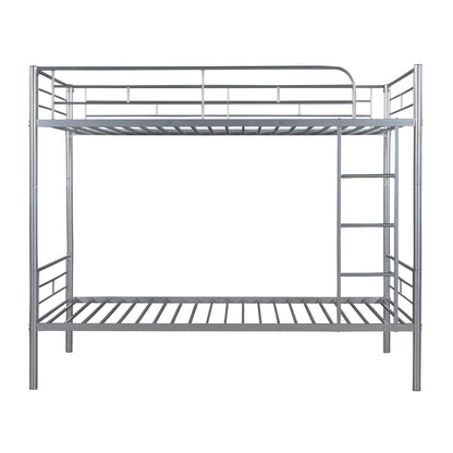 Contemporary Silver Twin Over Twin Metal Bunk Bed