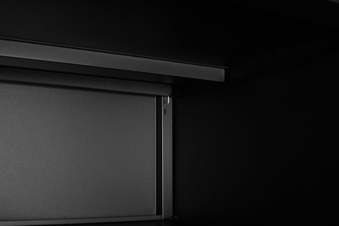 Mobile Black Steel Copier Cabinet with 2 Doors and Adjustable Storage