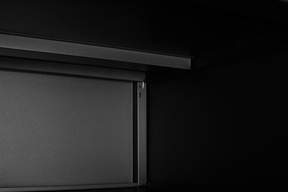 Mobile Black Steel Copier Cabinet with 2 Doors and Adjustable Storage