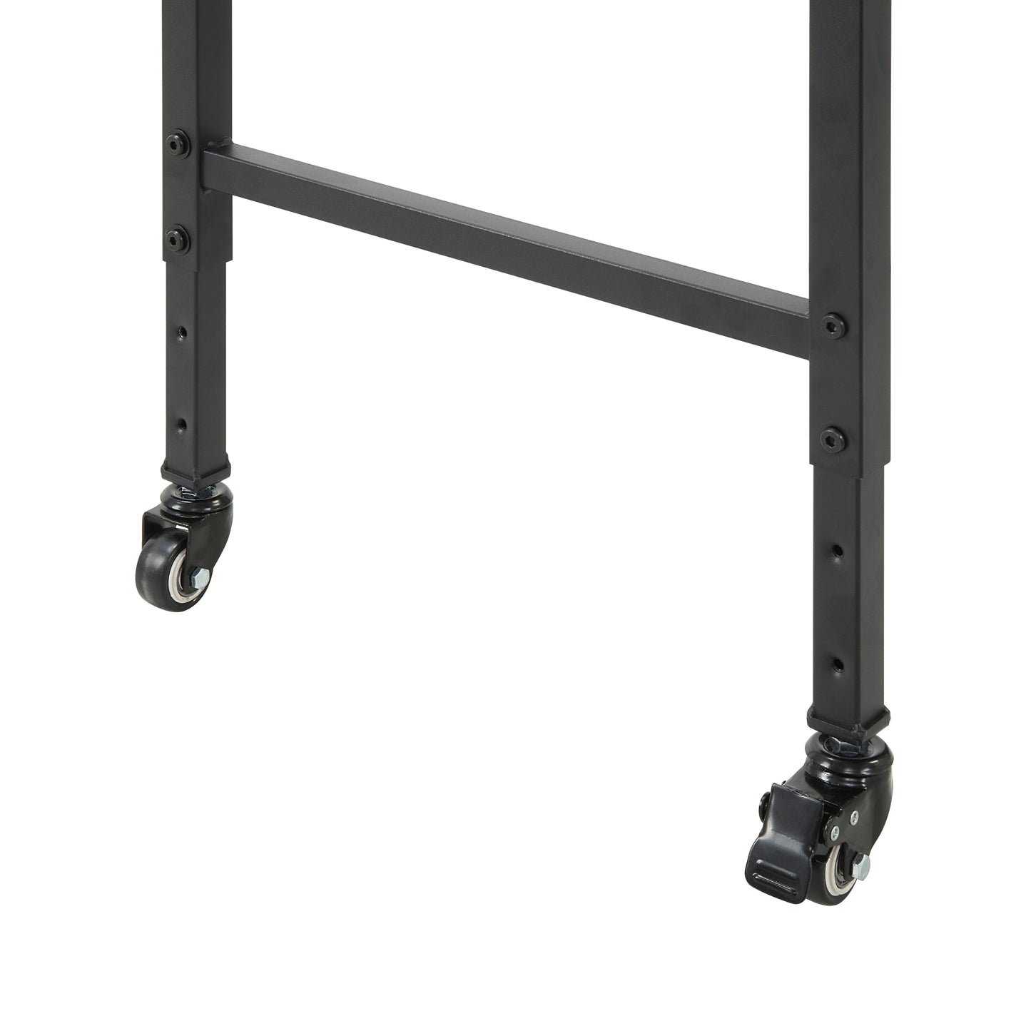 Adjustable Height White Overbed Desk with Metal Casters, Multipurpose Laptop and Breakfast Table