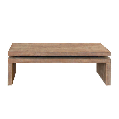 Floating-Top Coffee Table, Modern Rustic Living Room, 47.6 x 23.6 x 16.3 in, Weathered Oak Finish