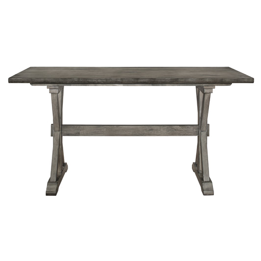 Counter Height Dining Table Rubberwood Rustic Gray Finish